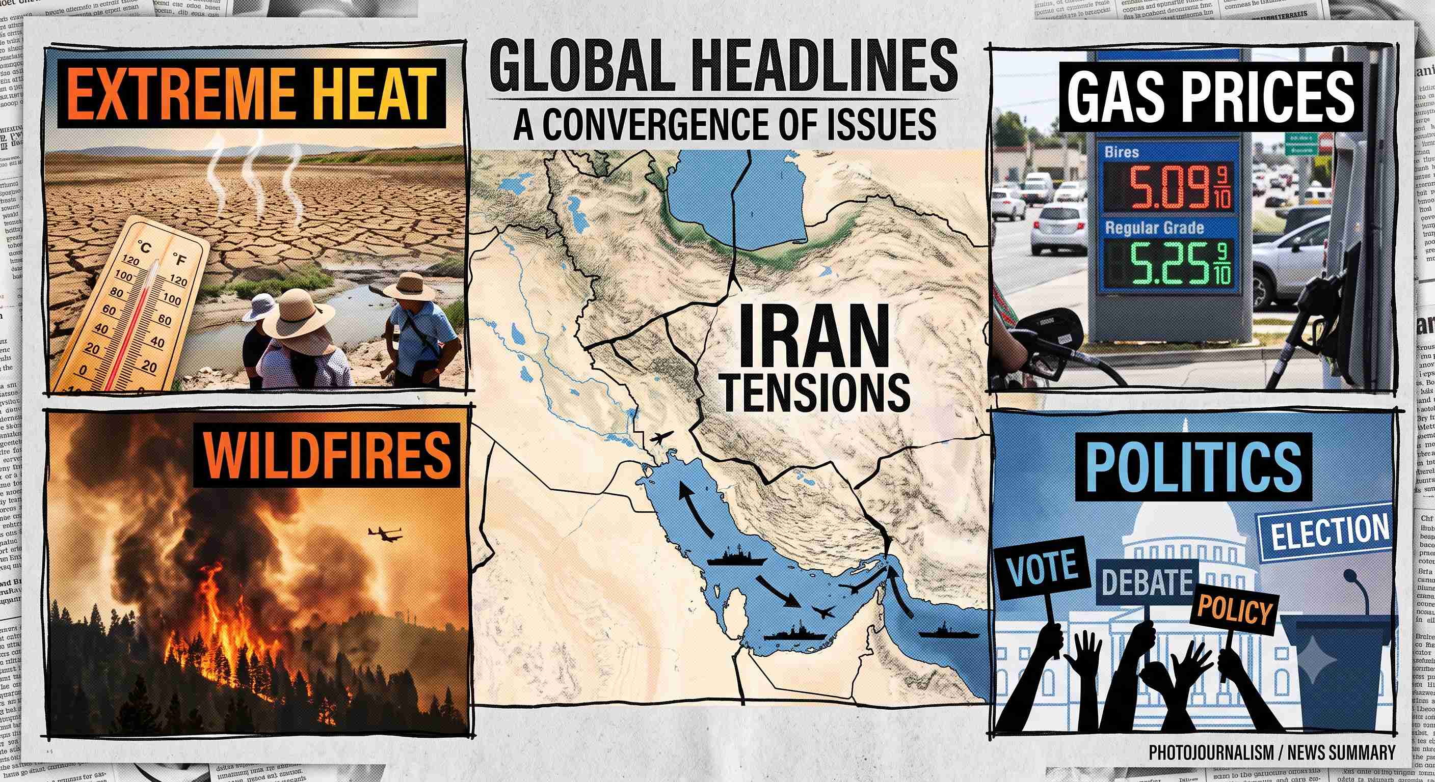 Breaking News Today: Iran Tensions, Extreme Heat, Wildfires & Politics